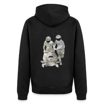 Bobfahrer Bobfahren Bobsport Fans Geschenk - Unisex Premium Bio Zip Hoodie - Schwarz - Hinten - Nico (187cm)