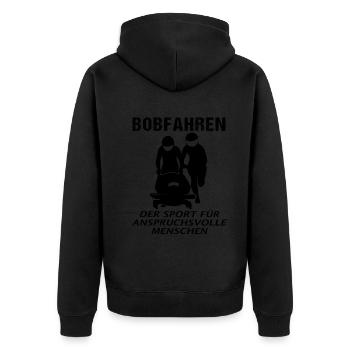 Bobfahrer Spruch Bobfahren Bobsport Geschenk - Unisex Premium Bio Zip Hoodie - Schwarz - Hinten - Nico (187cm)