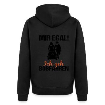 Bobfahren Lustiger Spruch Bobfahrer Geschenk - Unisex Premium Bio Zip Hoodie - Schwarz - Hinten - Nico (187cm)