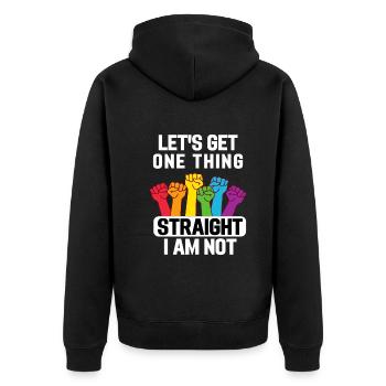 Regenbogen Faust Gay Pride Month Geschenk LGBT - Unisex Premium Bio Zip Hoodie - Schwarz - Hinten - Nico (187cm)