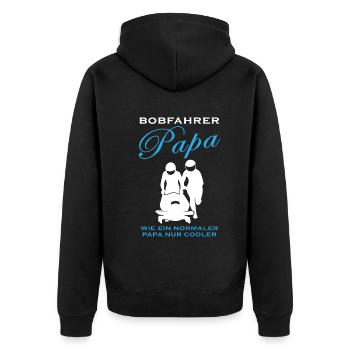 Bobfahrer Papa Spruch Bobfahren Bobsport Geschenk - Unisex Premium Bio Zip Hoodie - Schwarz - Hinten - Nico (187cm)