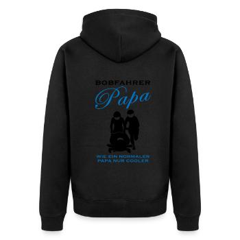 Bobfahrer Papa Spruch Bobfahren Bobsport Geschenk - Unisex Premium Bio Zip Hoodie - Schwarz - Hinten - Nico (187cm)