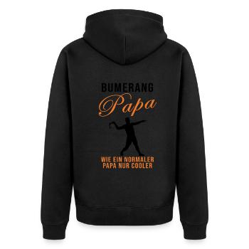 Bumerang Papa Spruch Bumerang Werfer Geschenk - Unisex Premium Bio Zip Hoodie - Schwarz - Hinten - Nico (187cm)