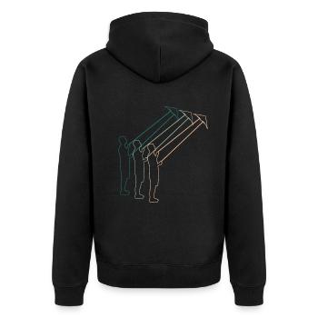 Drachenfliegen Drachensteigen Retro Geschenk - Unisex Premium Bio Zip Hoodie - Schwarz - Hinten - Nico (187cm)