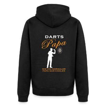 Darts Papa Spruch Dartspieler Darts Fans Geschenk - Unisex Premium Bio Zip Hoodie - Schwarz - Hinten - Nico (187cm)
