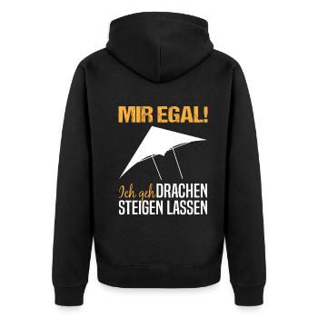 Drachenfliegen Drachensteigen Spruch Geschenk - Unisex Premium Bio Zip Hoodie - Schwarz - Hinten - Nico (187cm)