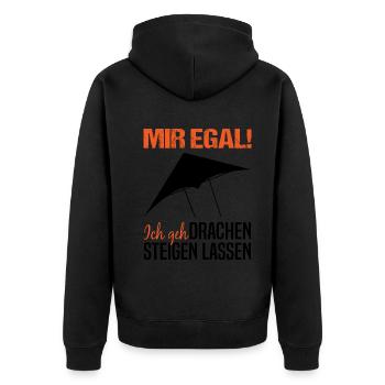 Drachenfliegen Drachensteigen Spruch Geschenk - Unisex Premium Bio Zip Hoodie - Schwarz - Hinten - Nico (187cm)