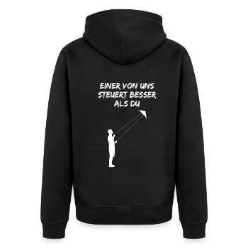 Drachensteigen Drachenfliegen Spruch Geschenk - Unisex Premium Bio Zip Hoodie - Schwarz - Hinten - Nico (187cm)