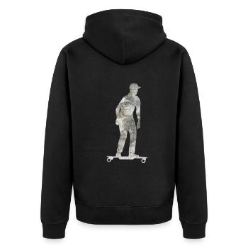 E-Skateboard Elektro-Skateboard Skater Geschenk - Unisex Premium Bio Zip Hoodie - Schwarz - Hinten - Nico (187cm)
