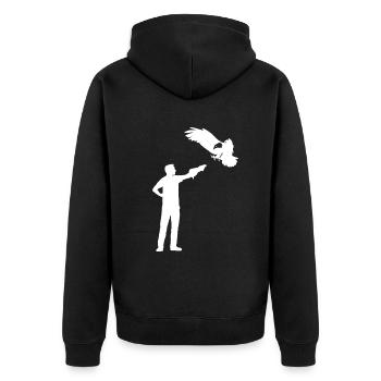 Falkner Mit Greifvogel Falke Falknerei Geschenk - Unisex Premium Bio Zip Hoodie - Schwarz - Hinten - Nico (187cm)