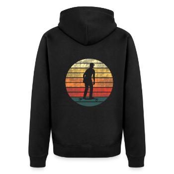 Electric Skateboard Skater Retro Vintage Gift - Unisex Premium Organic Zip Hoodie - black - Back - Nico (187cm)