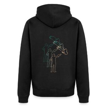 Falkner Mit Greifvogel Falknerei Retro Geschenk - Unisex Premium Bio Zip Hoodie - Schwarz - Hinten - Nico (187cm)