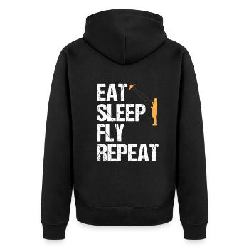 Drachensteigen Spruch Drachenfliegen Geschenk - Unisex Premium Bio Zip Hoodie - Schwarz - Hinten - Nico (187cm)
