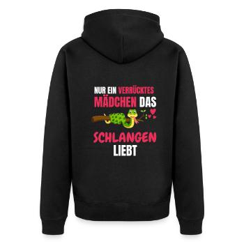 Schlangen Mädchen Zoo Tier Geschenk Schlange - Unisex Premium Bio Zip Hoodie - Schwarz - Hinten - Nico (187cm)