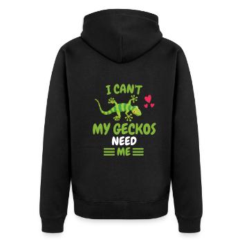 Lizard Animal Lovers Zoo Animal Gift Gecko - Unisex Premium Organic Zip Hoodie - black - Back - Nico (187cm)