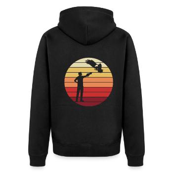 Falkner Mit Greifvogel Falknerei Retro Geschenk - Unisex Premium Bio Zip Hoodie - Schwarz - Hinten - Nico (187cm)