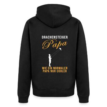 Drachensteiger Papa Spruch Drachenfliegen Geschenk - Unisex Premium Bio Zip Hoodie - Schwarz - Hinten - Nico (187cm)