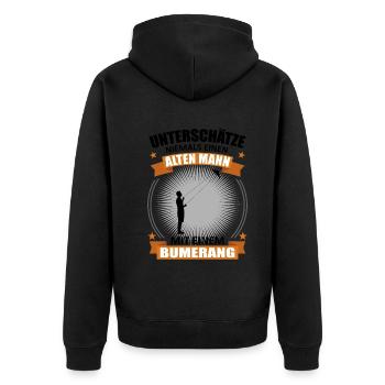 Drachenfliegen Alter Mann Spruch Geschenk - Unisex Premium Bio Zip Hoodie - Schwarz - Hinten - Nico (187cm)
