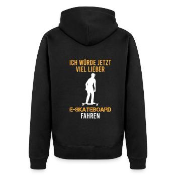 E-Skateboard Spruch Elektro-Skateboard Geschenk - Unisex Premium Bio Zip Hoodie - Schwarz - Hinten - Nico (187cm)