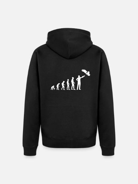 Falkner Greifvogel Evolution Falknerei Geschenk - Unisex Premium Bio Zip Hoodie - Schwarz