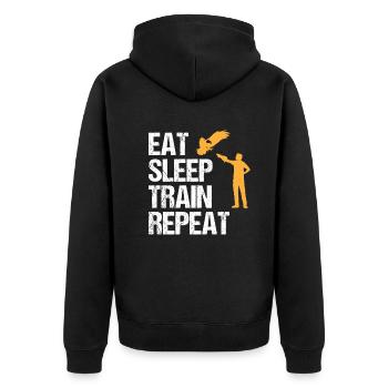 Falkner Mit Greifvogel Spruch Falknerei Geschenk - Unisex Premium Bio Zip Hoodie - Schwarz - Hinten - Nico (187cm)
