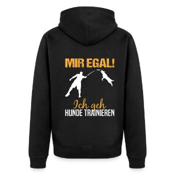 Hundetraining Hundetrainer Spruch Lustig Geschenk - Unisex Premium Bio Zip Hoodie - Schwarz - Hinten - Nico (187cm)