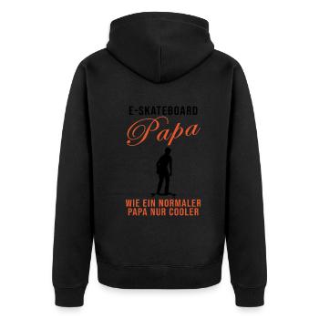 E-Skateboard Papa Spruch Skater Geschenk - Unisex Premium Bio Zip Hoodie - Schwarz - Hinten - Nico (187cm)