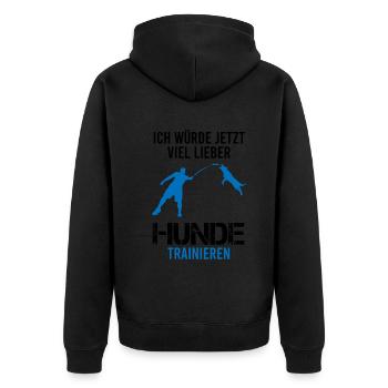 Hundetraining Hundetrainer Spruch Lustig Geschenk - Unisex Premium Bio Zip Hoodie - Schwarz - Hinten - Nico (187cm)