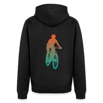 Radfahrerin Mountainbike Fahrer Geschenk Damen - Unisex Premium Bio Zip Hoodie - Schwarz - Hinten - Nico (187cm)