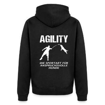 Hundetrainer Spruch Lustig Hundetraining Geschenk - Unisex Premium Bio Zip Hoodie - Schwarz - Hinten - Nico (187cm)