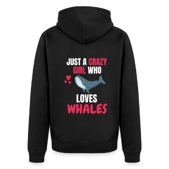 Crazy Girl Animal Drôle Cadeau Baleine - Veste à capuche bio Premium Unisexe - noir - Dos - Nico (187cm)