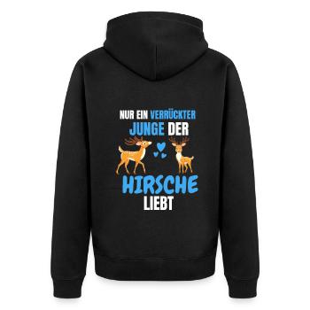 Wald Tierliebhaber Jungs Lustiges Geschenk Hirsch - Unisex Premium Bio Zip Hoodie - Schwarz - Hinten - Nico (187cm)