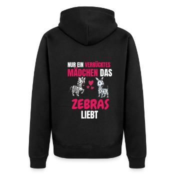 Tierliebhaber Mädchen Lustiges Geschenk Zebra - Unisex Premium Bio Zip Hoodie - Schwarz - Hinten - Nico (187cm)