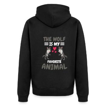 Animal préféré Animal Forest Animal Funny Gift Wolf - Veste à capuche bio Premium Unisexe - noir - Dos - Nico (187cm)
