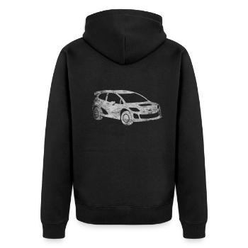 Rallye Motorsport Rennwagen Fahrer Geschenk - Unisex Premium Bio Zip Hoodie - Schwarz - Hinten - Nico (187cm)
