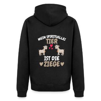 Bauernhof Tier Spirituelles Tier Geschenk Ziege - Unisex Premium Bio Zip Hoodie - Schwarz - Hinten - Nico (187cm)