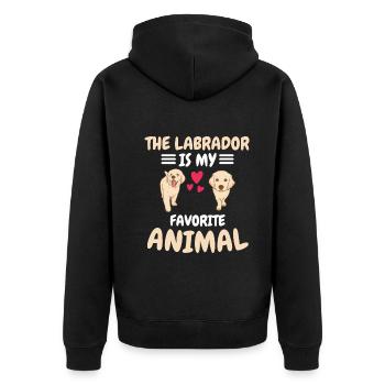 Favorite Animal Dogs Funny Gift Labrador - Unisex Premium Organic Zip Hoodie - black - Back - Nico (187cm)