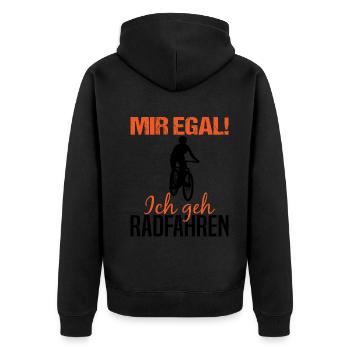 Mountainbike Fahrer Lustiger Spruch Geschenk Damen - Unisex Premium Bio Zip Hoodie - Schwarz - Hinten - Nico (187cm)