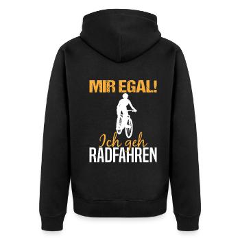 Mountainbike Fahrer Lustiger Spruch Geschenk Damen - Unisex Premium Bio Zip Hoodie - Schwarz - Hinten - Nico (187cm)