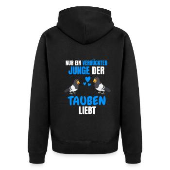 Jungen Taubenzüchter Vogel Jungs Geschenk Taube - Unisex Premium Bio Zip Hoodie - Schwarz - Hinten - Nico (187cm)