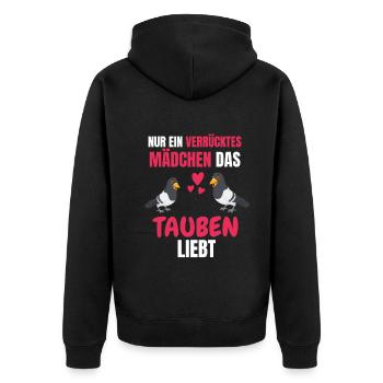 Taubenrennen Vogel Mädchen Lustiges Geschenk Taube - Unisex Premium Bio Zip Hoodie - Schwarz - Hinten - Nico (187cm)