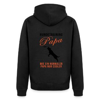 Hundetraining Papa Spruch Hundetrainer Geschenk - Unisex Premium Bio Zip Hoodie - Schwarz - Hinten - Nico (187cm)