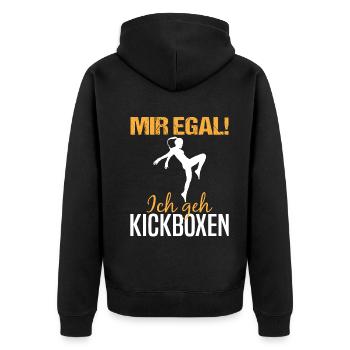 Kickboxerin Kickboxen Spruch Lustig Geschenk Damen - Unisex Premium Bio Zip Hoodie - Schwarz - Hinten - Nico (187cm)