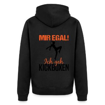 Kickboxerin Kickboxen Spruch Lustig Geschenk Damen - Unisex Premium Bio Zip Hoodie - Schwarz - Hinten - Nico (187cm)