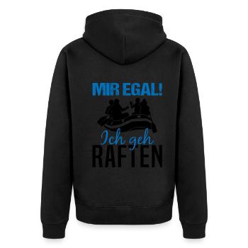 Rafting Spruch Wildwasserbootfahren Geschenk - Unisex Premium Bio Zip Hoodie - Schwarz - Hinten - Nico (187cm)
