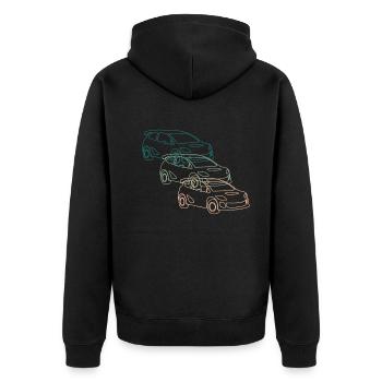 Rallye Motorsport Rennwagen Fahrer Retro Geschenk - Unisex Premium Bio Zip Hoodie - Schwarz - Hinten - Nico (187cm)