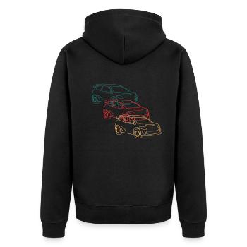Rallye Motorsport Rennwagen Fahrer Retro Geschenk - Unisex Premium Bio Zip Hoodie - Schwarz - Hinten - Nico (187cm)