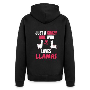 Crazy Girl Animal Funny Gift Llama - Veste à capuche bio Premium Unisexe - noir - Dos - Nico (187cm)