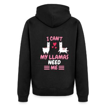 Ich kann nicht Tier Alpaka Lustiges Geschenk Lama - Unisex Premium Bio Zip Hoodie - Schwarz - Hinten - Nico (187cm)