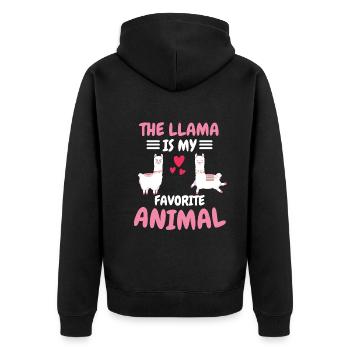 Lieblingstier Alpaka Tier Lustiges Geschenk Lama - Unisex Premium Bio Zip Hoodie - Schwarz - Hinten - Nico (187cm)